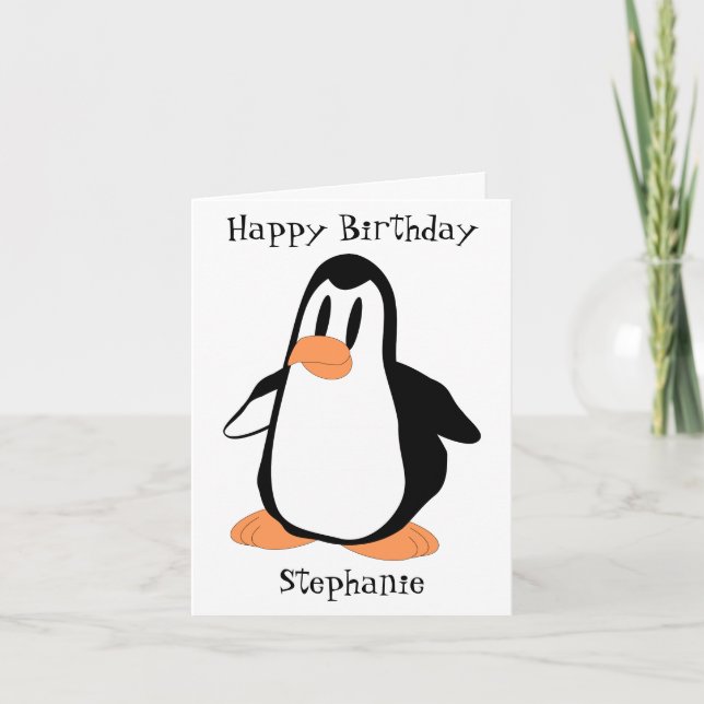 Penguin Design Personalised Birthday Card (Front)