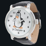Penguin Design Personalised Watch<br><div class="desc">Wrist watch penguin design. You can customise this watch with any text of your choice. Should you require any help with customising then contact us through the message link on this page. Penguin wrist watch</div>