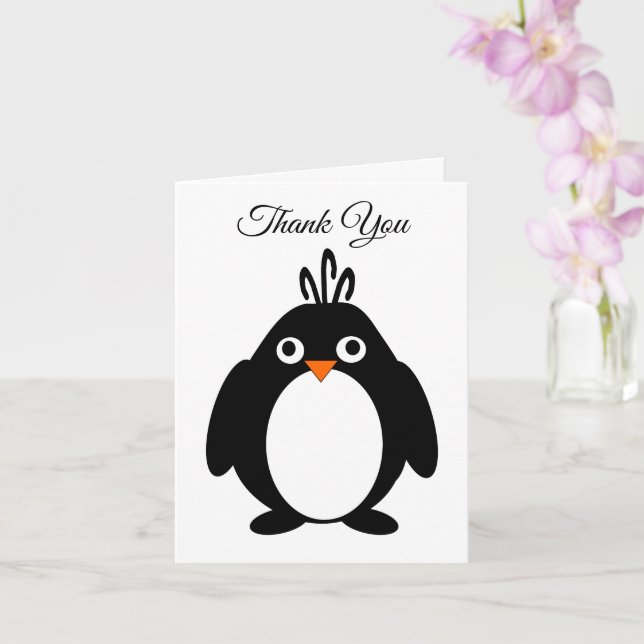 Penguin Design Thank You Card (Orchid)
