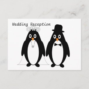 Penguin Design Wedding Reception Enclosure Card