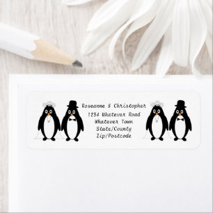 Penguin Design Wedding Return Address Label