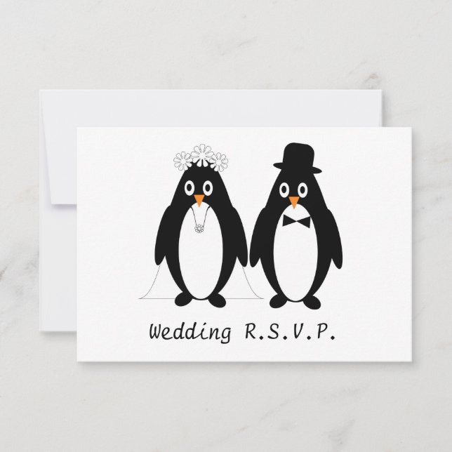 Penguin Design Wedding RSVP (Front)