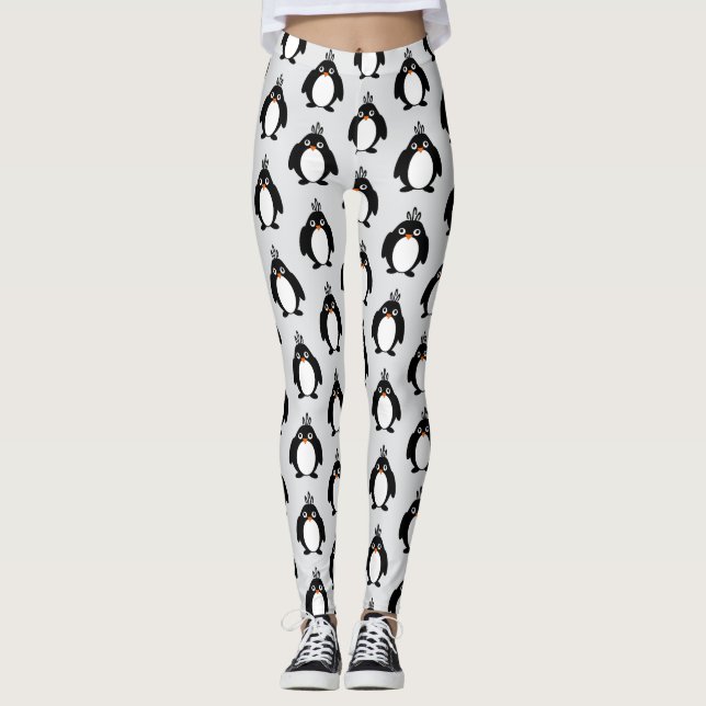 Penguin Design You Choose Background Colour Leggings (Front)
