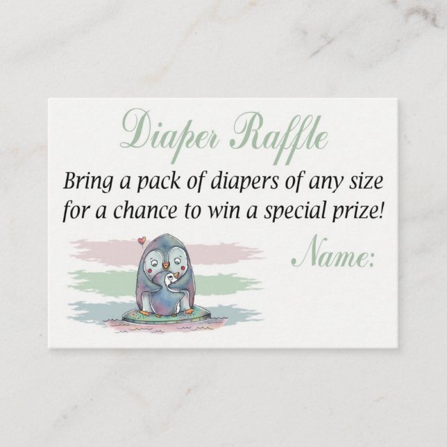 Penguin Diaper Raffle Tickets (Front)
