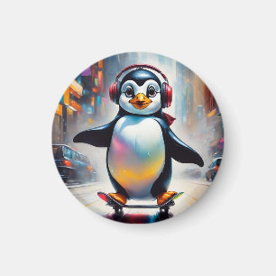 Penguin Digital Art Painting Cool Magnet