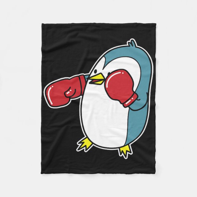 Penguin Does Boxing  Fleece Blanket (Front)
