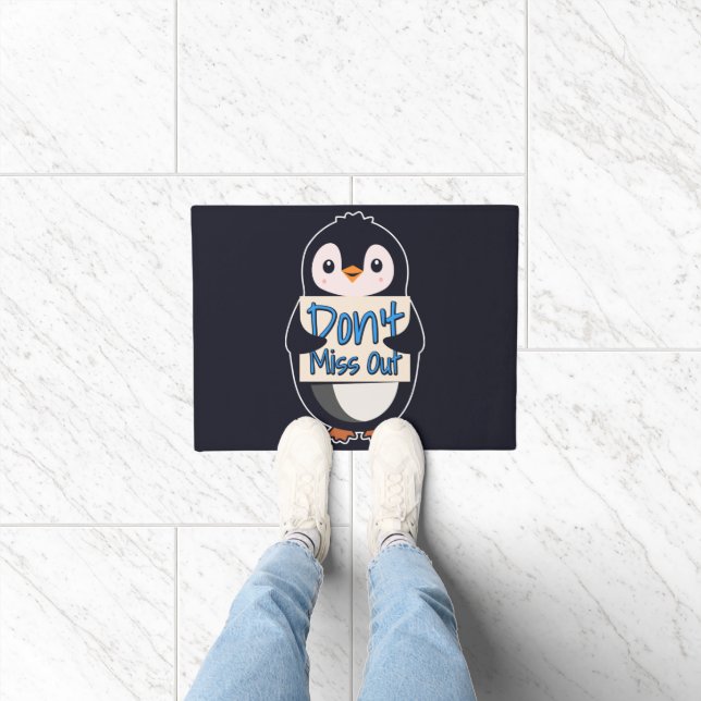 Penguin Don’t Miss Out Sign Doormat (Indoor)