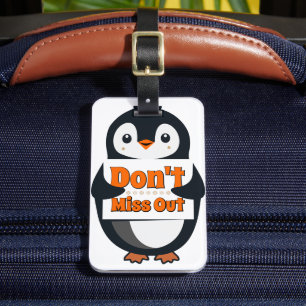 Penguin Don't Miss Out Throw Pillow Luggage Tag