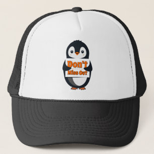 Penguin Don't Miss Out Throw Pillow Trucker Hat