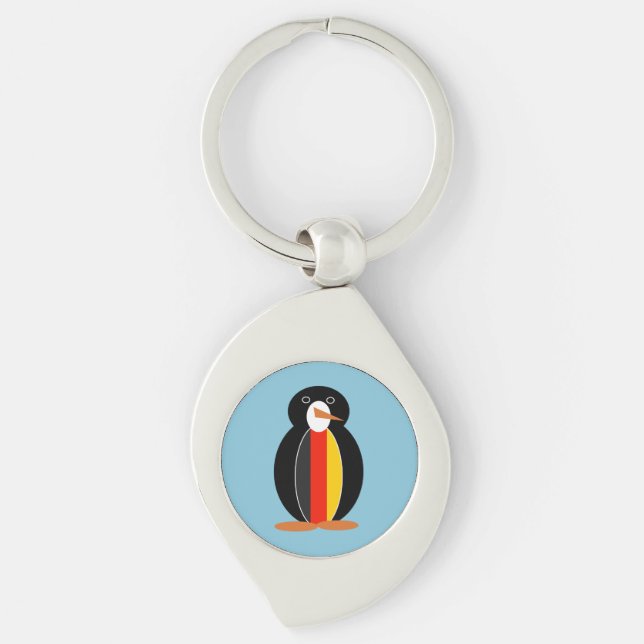 Penguin Dressed in the Gay Pride Rainbow Flag Key Ring (Front)