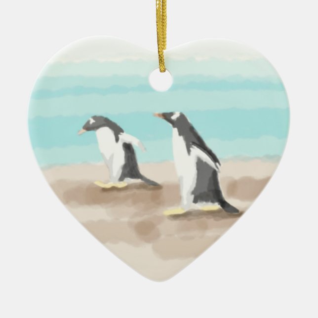 Penguin Duo Heart Ornament (Front)