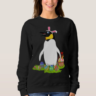 Penguin Easter Egg Hunting Bunny Penguin Easter Su Sweatshirt