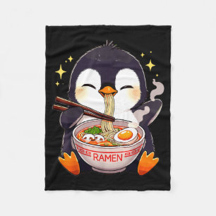 Penguin Eating Ramen  Fleece Blanket