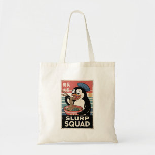 Penguin Eating Ramen Funny Slurp Squad Tote Bag