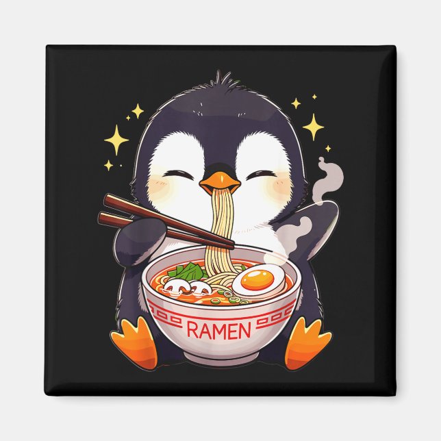 Penguin Eating Ramen  Magnet (Front)