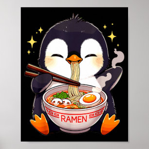 Penguin Eating Ramen  Poster