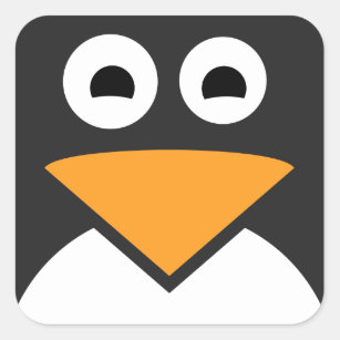 Penguin Face Square Sticker