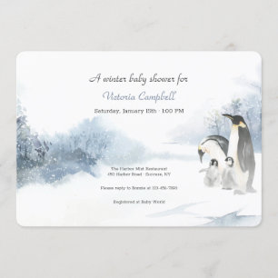 Penguin Family Baby Shower Invitation