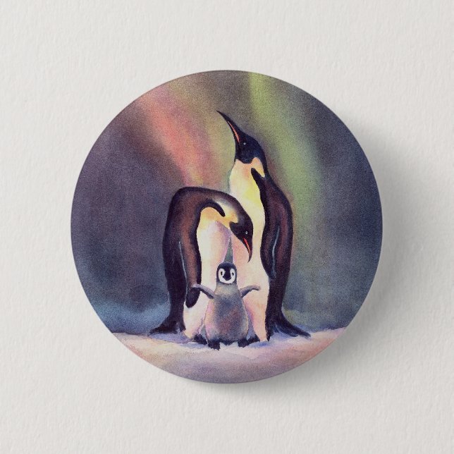PENGUIN FAMILY by SHARON SHARPE 6 Cm Round Badge (Front)