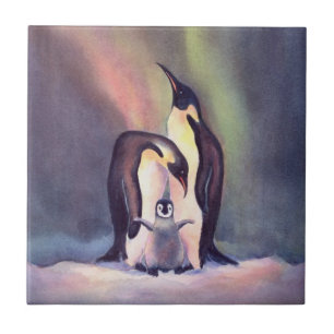 PENGUIN FAMILY by SHARON SHARPE Ceramic Tile