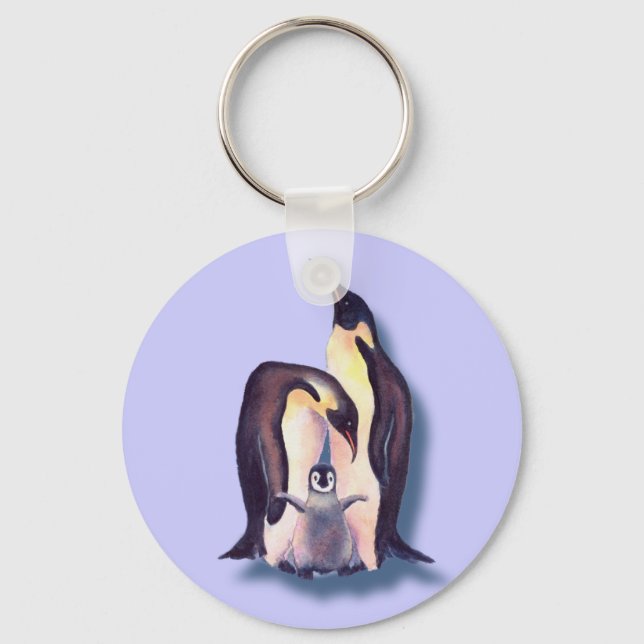 PENGUIN FAMILY by SHARON SHARPE Key Ring (Front)