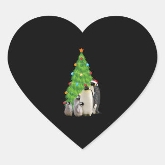 Penguin Family Christmas Heart Sticker