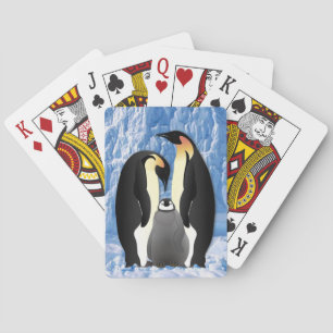 penguin family playing cards