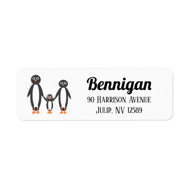 Penguin Family Return Address Labels (Front)