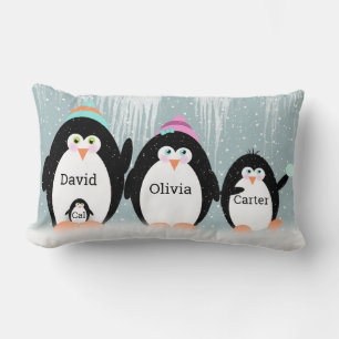 Penguin Family Throw Pillow