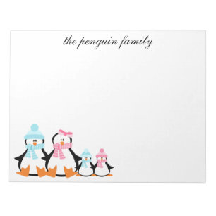 Penguin Family Winter Custom Notepad