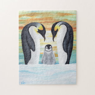 Penguin Family with Baby Penguin Jigsaw Puzzle
