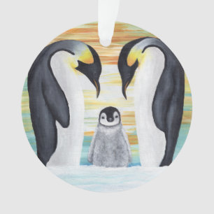 Penguin Family with Baby Penguin Ornament