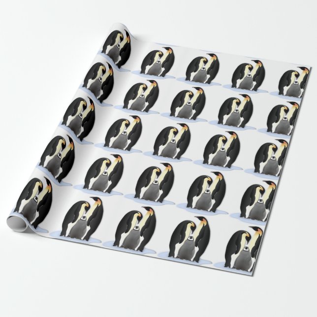 Penguin Family Wrapping Paper (Unrolled)