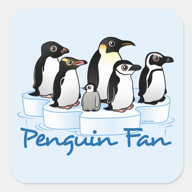 Penguin Fan Square Sticker (Front)