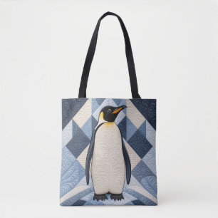 Penguin Faux Quilt Tote Bag