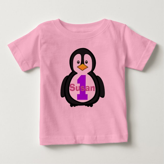 Penguin First Birthday Girl Shirt (Front)