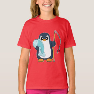 Penguin Fisher Fish Fishing T-Shirt