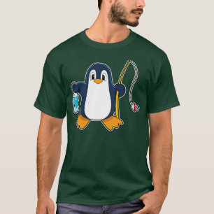 Penguin Fisher Fishing rod Fish T-Shirt