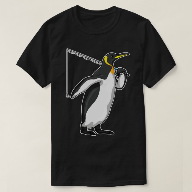 Penguin Fisher Fishing rod T-Shirt (Design Front)