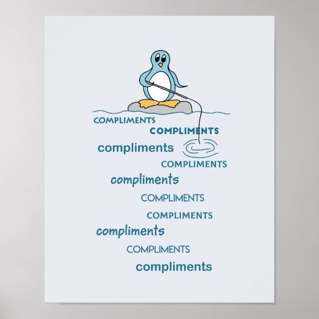 Penguin Fishing for Compliments Metaphor Poster (Front)