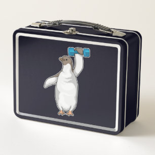 Penguin Fitness Dumbbell Metal Lunch Box