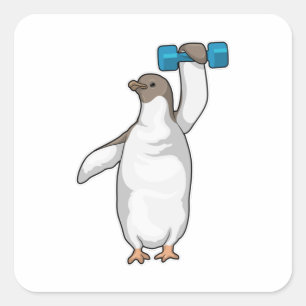 Penguin Fitness Dumbbell Square Sticker