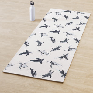 Penguin Flight Squad Ocean Art Design Yoga Mat
