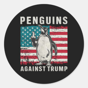 Penguin Flippers Middle Finger Penguins Against Tr Classic Round Sticker