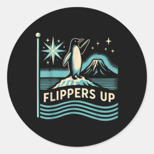 Penguin Flippers Up Classic Round Sticker