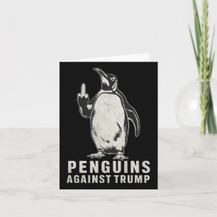 Penguin Flippers Up Middle Finger Penguins Against Card