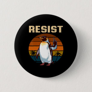 Penguin Flippers Up Resist Funny Penguins Against 6 Cm Round Badge