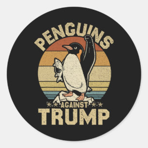 Penguin Flippers Up Resist Funny Penguins Against Classic Round Sticker