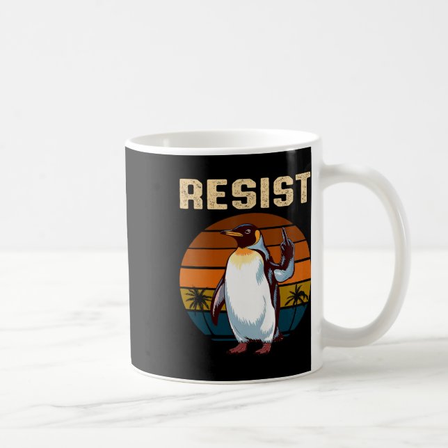 Penguin Flippers Up Resist Funny Penguins Against  Coffee Mug (Right)