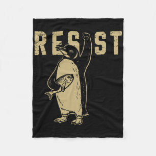Penguin Flippers Up Resist Funny Penguins Against Fleece Blanket